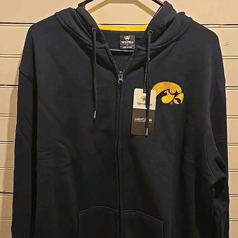 Top Of The World Iowa Hawkeyes Full Zip Hoodie NWT Large